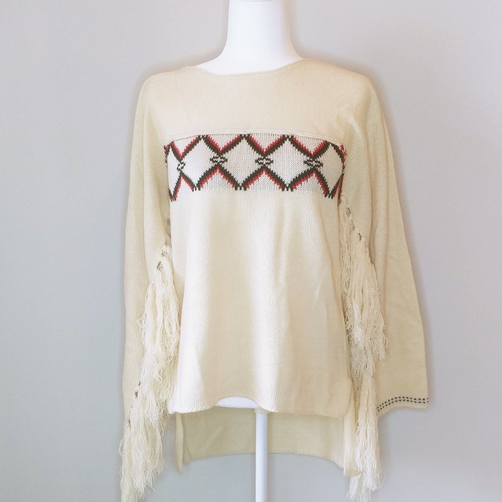 Hazel Boho Inspired Fringe Sweater - Size Medium